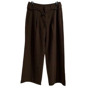 CIDER Women's Brown Wide Leg Belted Pleated Dressy Career Pants Size XS